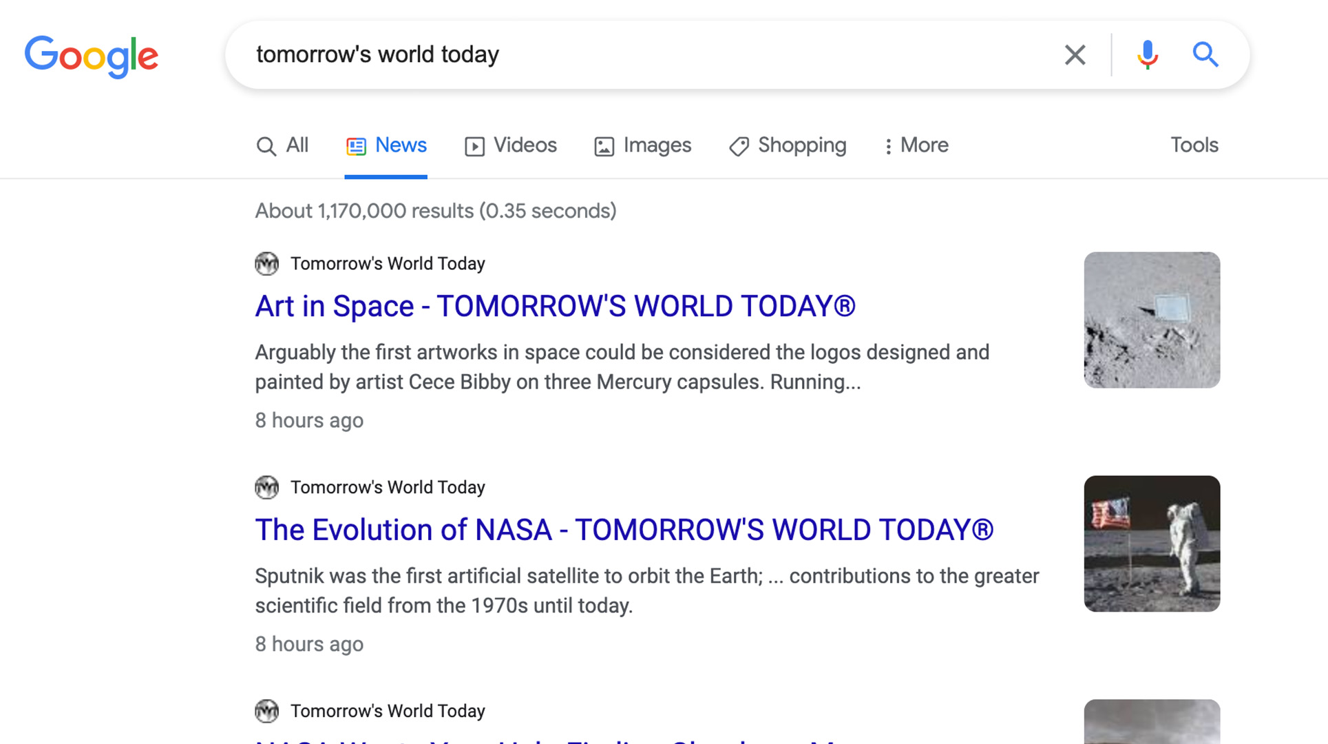 Google Recognizes Tomorrow’s World Today As News Source